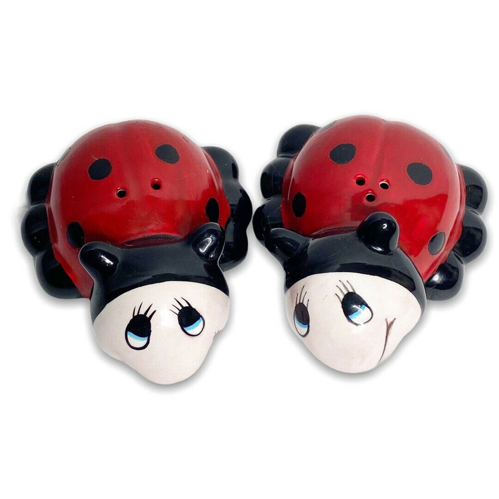 Clever Choice NOHO Studio Cute Ladybug Ceramic Salt And Pepper Shakers